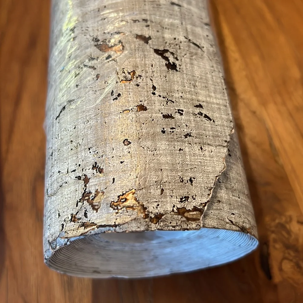 Anthropologie Samar Metallic Cork Textured Wallpaper Taupe